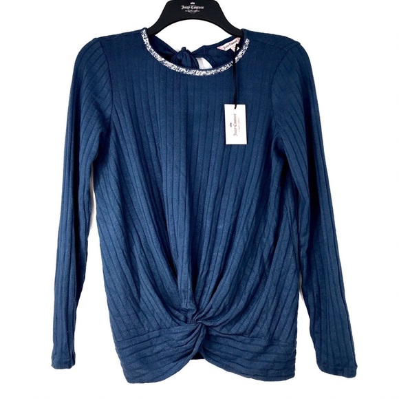 Juicy Couture Sweaters - NWT Juicy Couture Dark Blue Twist-Front Ribbed Top